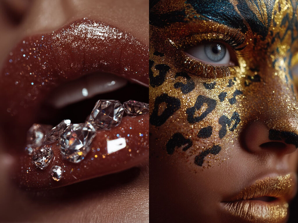 Cristaux et regard félin — motif complet