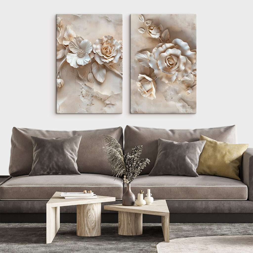 Fleurs sur lignes brisées dans un intérieur