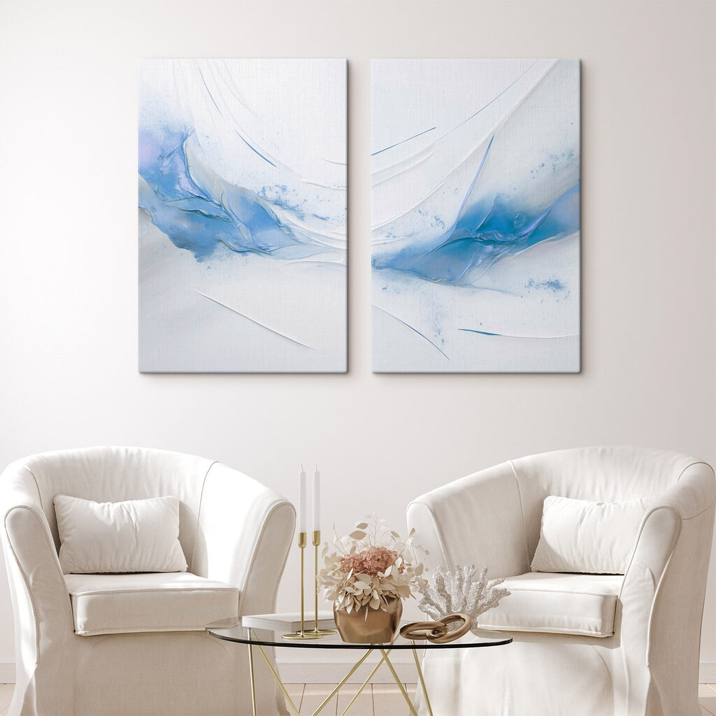 Touches bleues sur blanc — intérieur 2