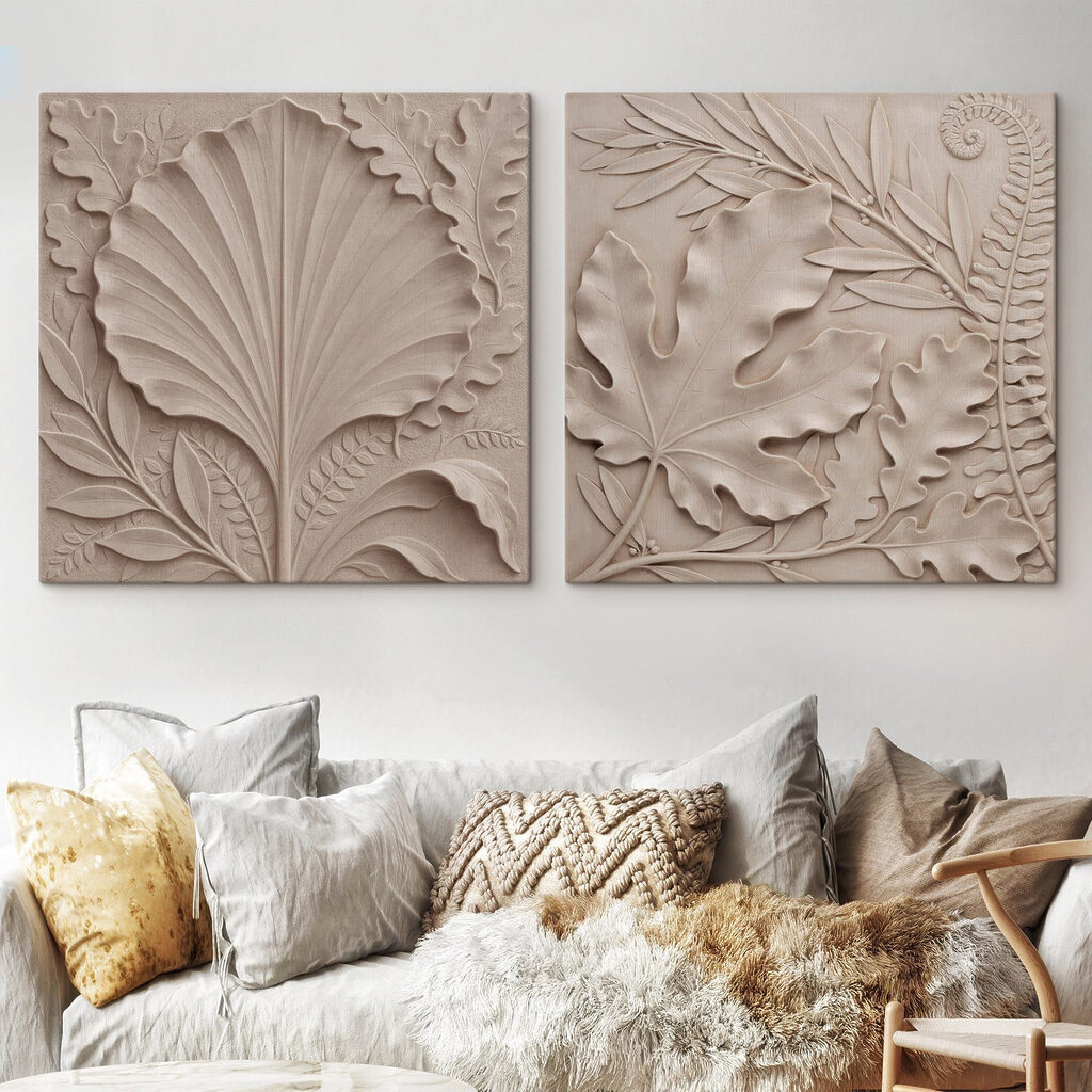 Feuilles aux bords ourlés dans un intérieur