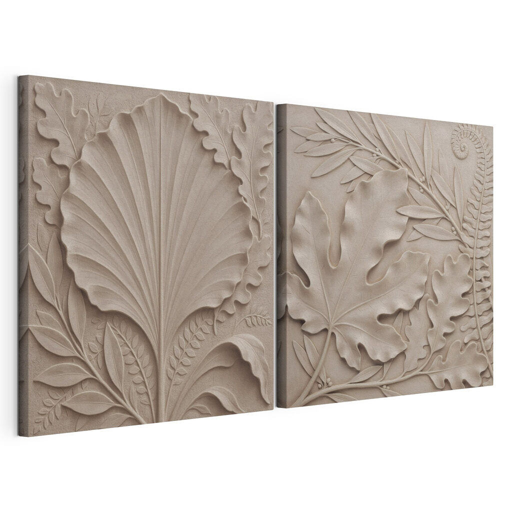 Feuilles aux bords ourlés, toile tendue et bord enveloppé