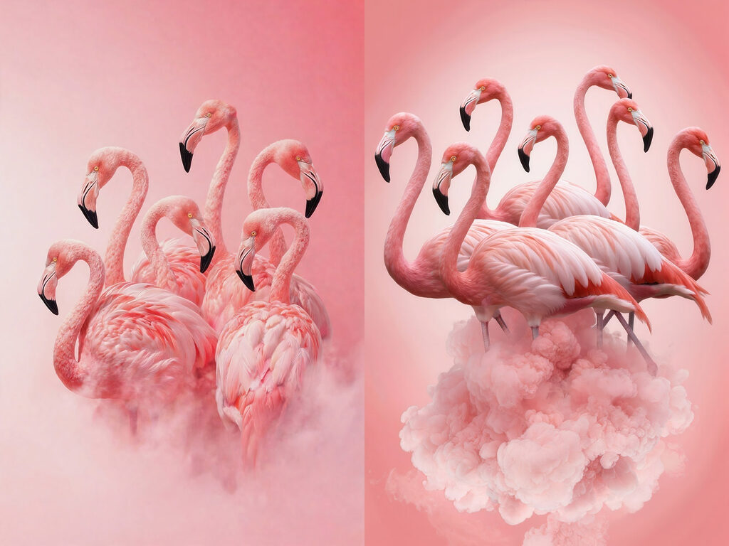 Flamants dans les nuages — motif complet