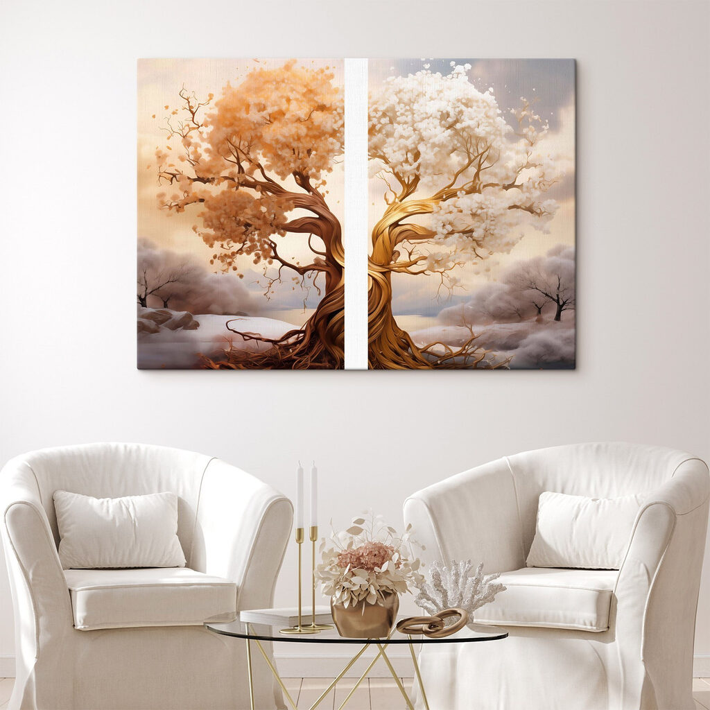 Arbre à double couronne dans un intérieur