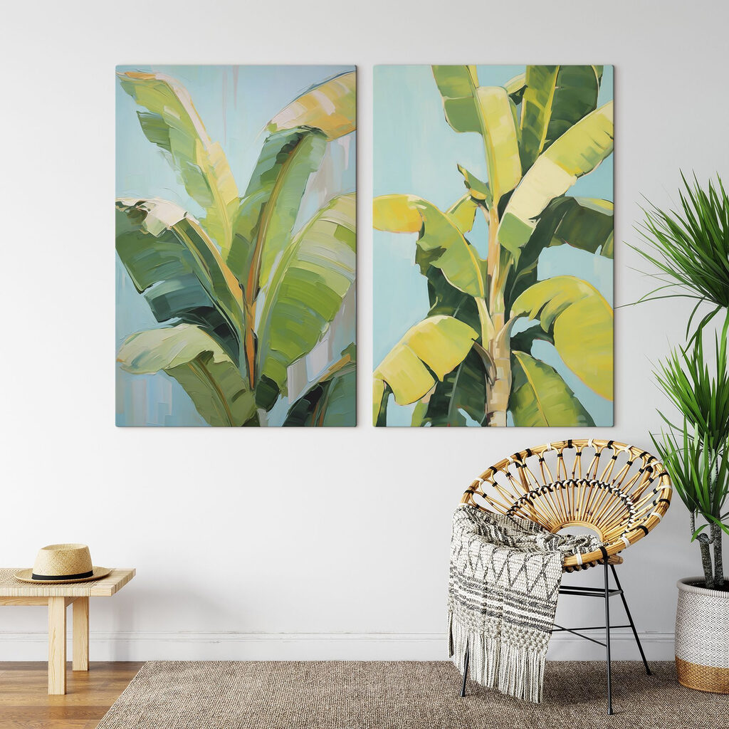 Feuilles fraîches au pinceau dans un intérieur