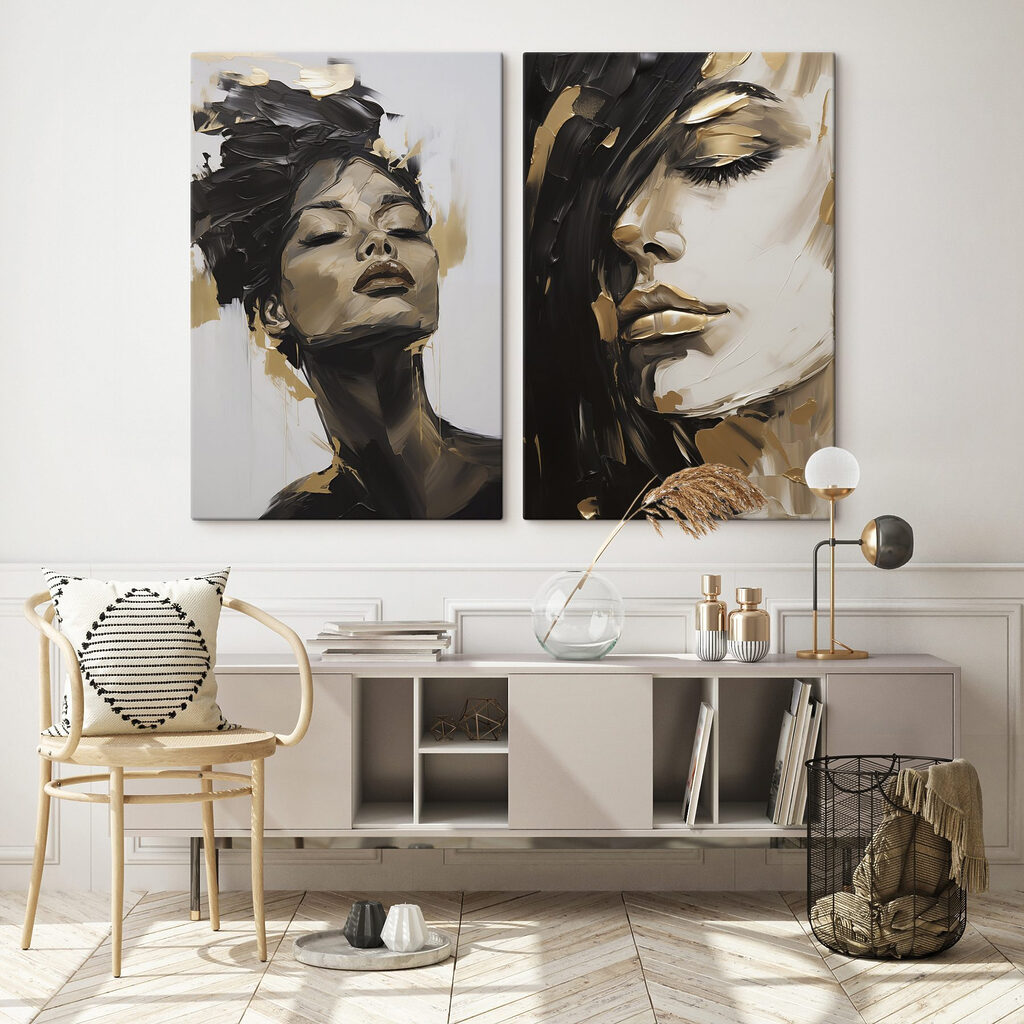 Visages en touches sombres dans un intérieur