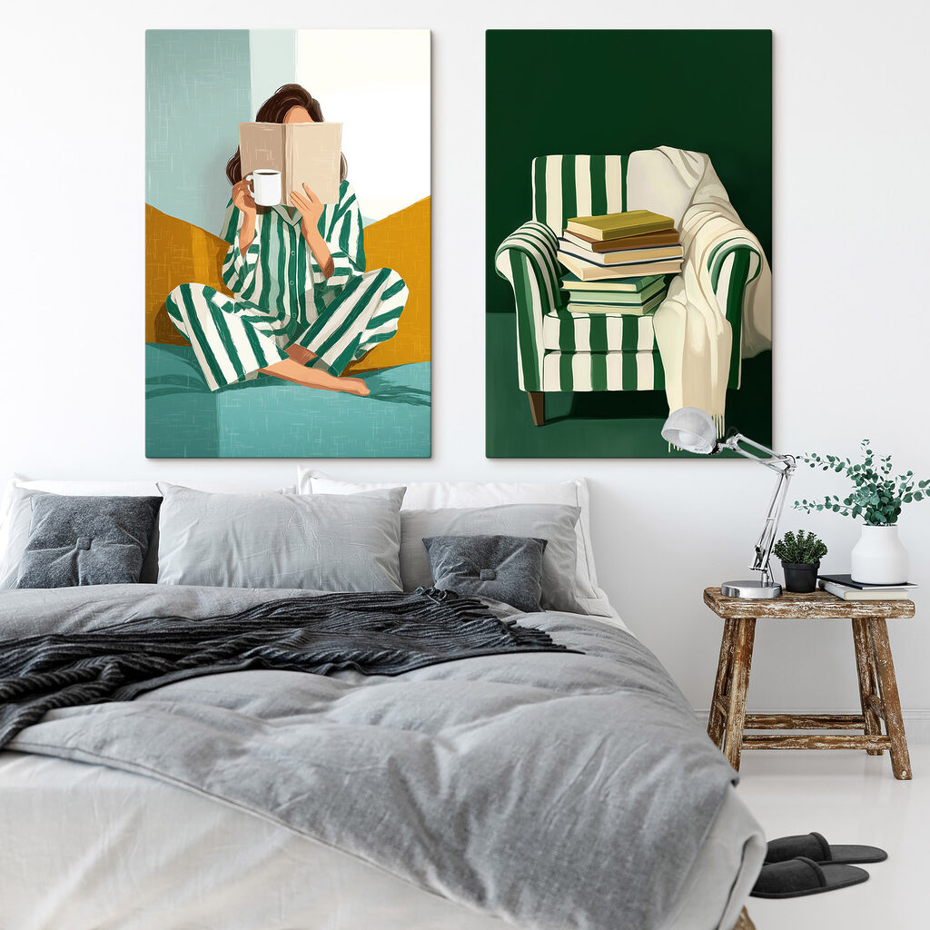 Lecture en pyjama dans un intérieur