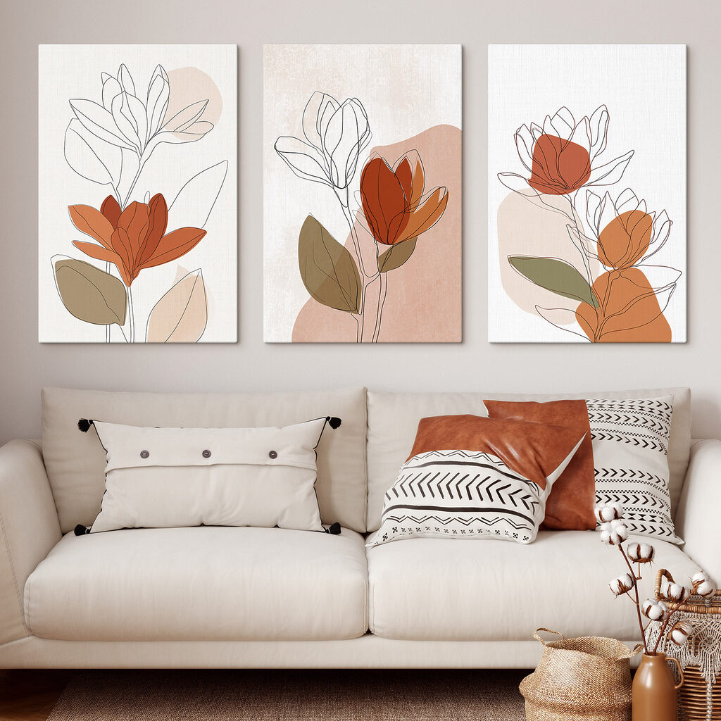 Fleurs aux contours fins dans un intérieur