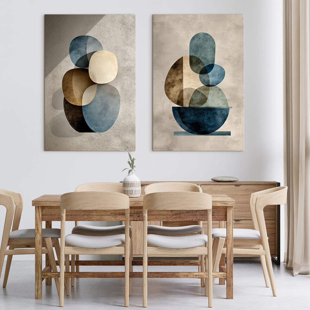Formes rondes empilées dans un intérieur