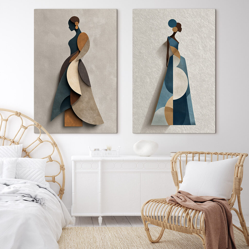 Deux silhouettes élégantes dans un intérieur