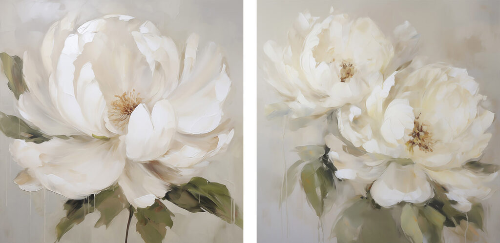 Pivoines dans l’ombre douce — motif complet