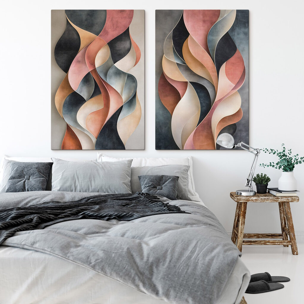 Rubans roses sur gris dans un intérieur
