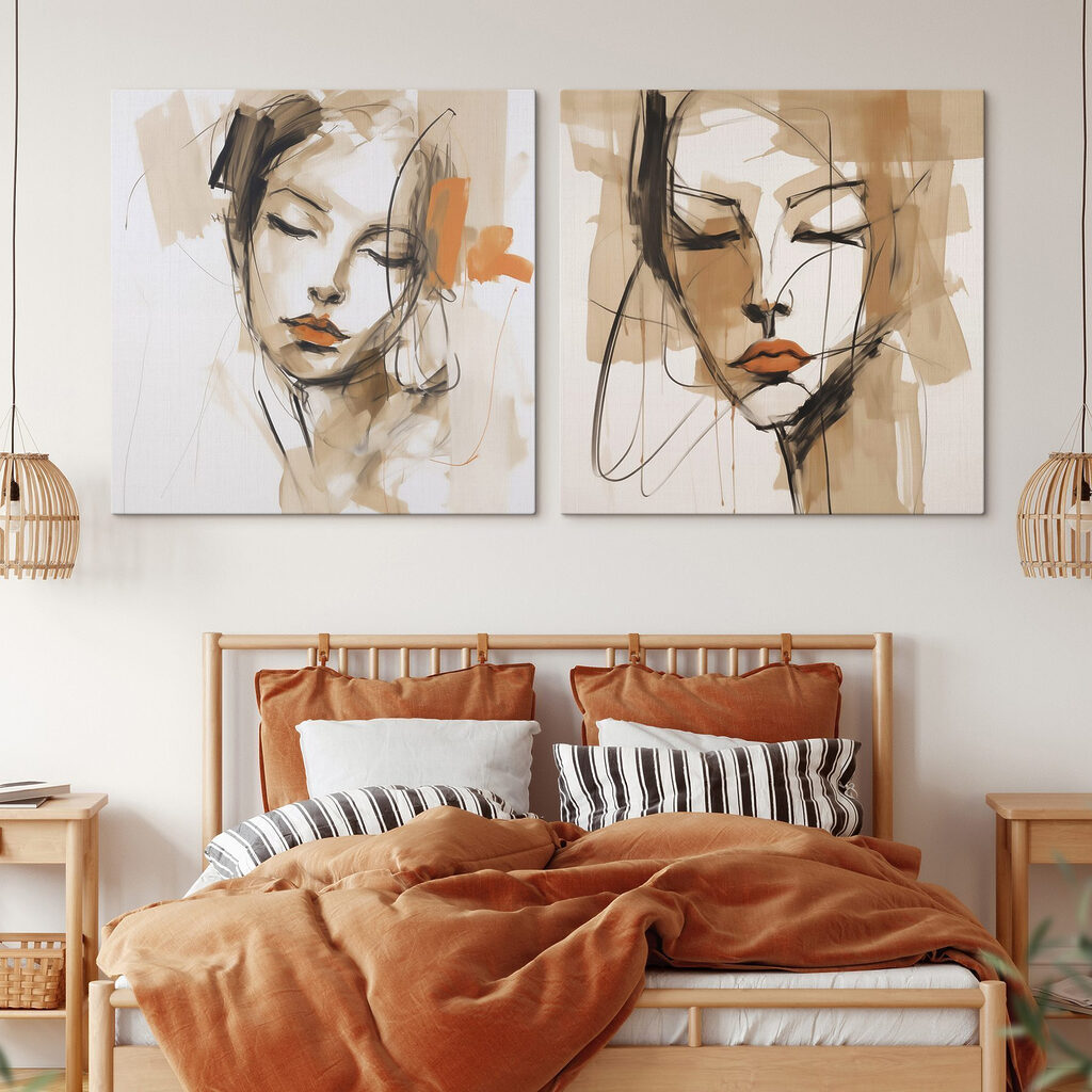 Portraits esquissés dans un intérieur