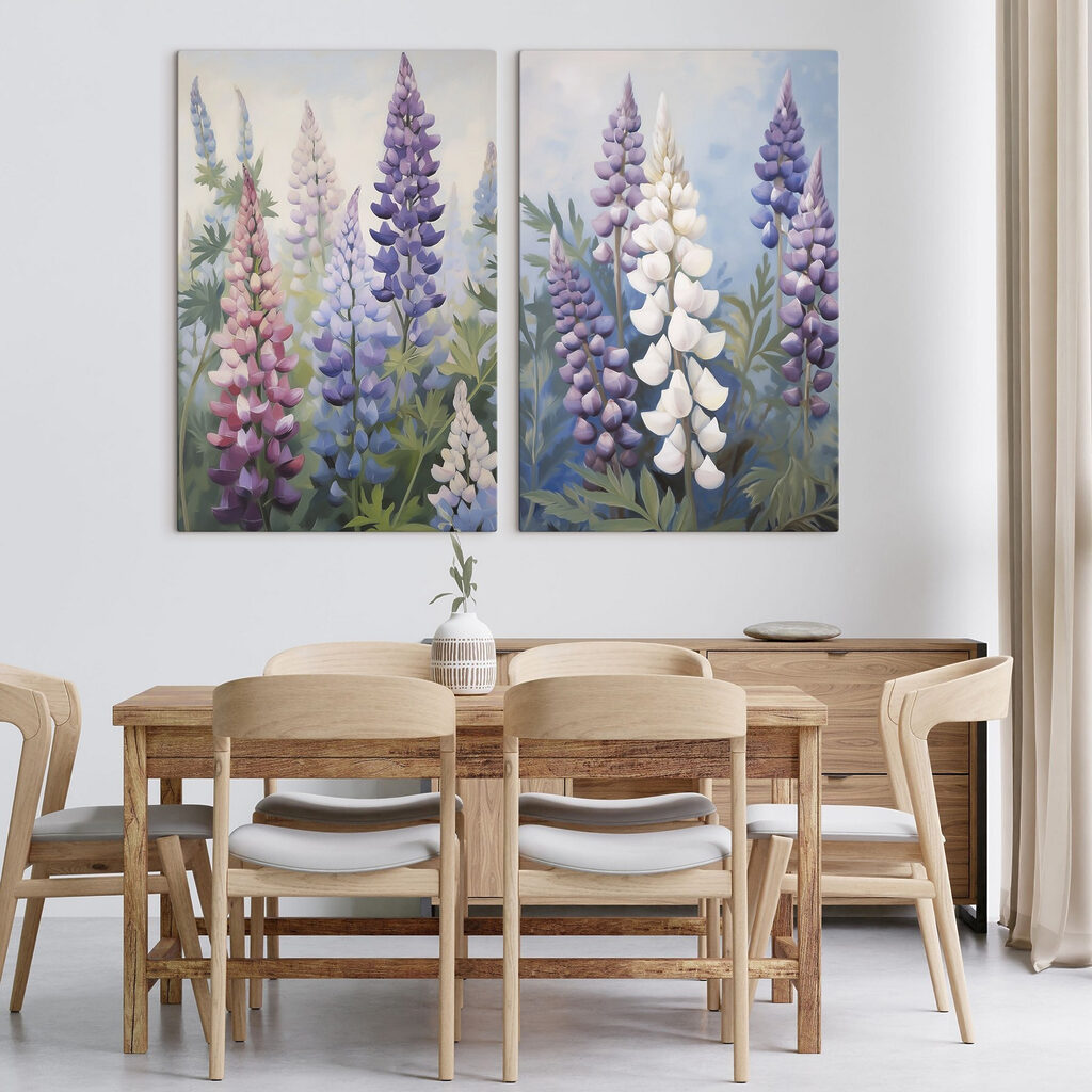 Lupins dans la verdure dans un intérieur