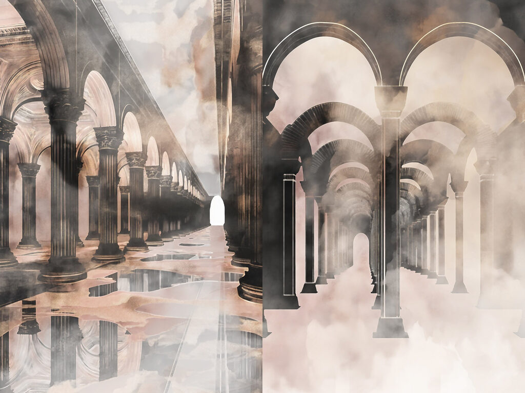 Colonnades dans la brume — motif complet