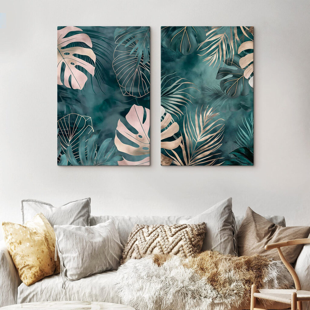 Contours de feuilles tropicales dans un intérieur