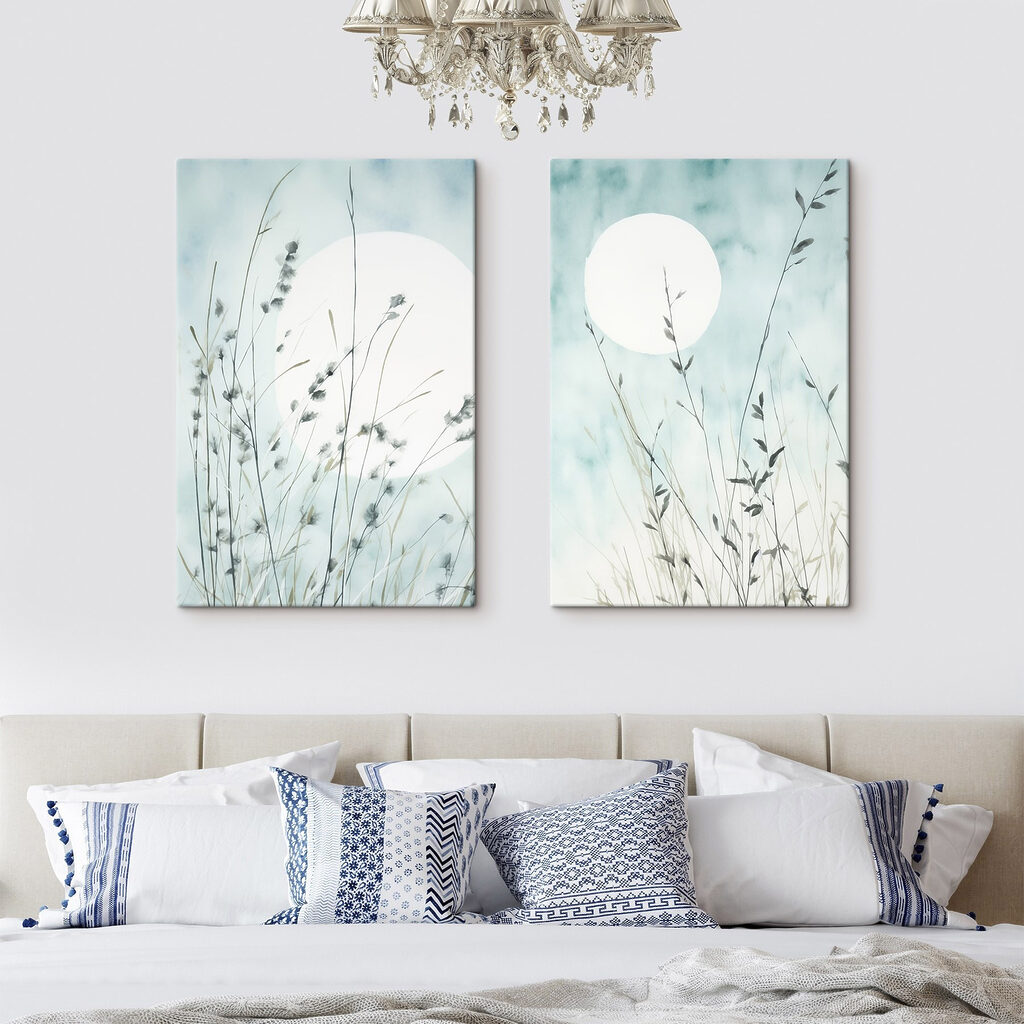 Graminées sous la lune dans un intérieur