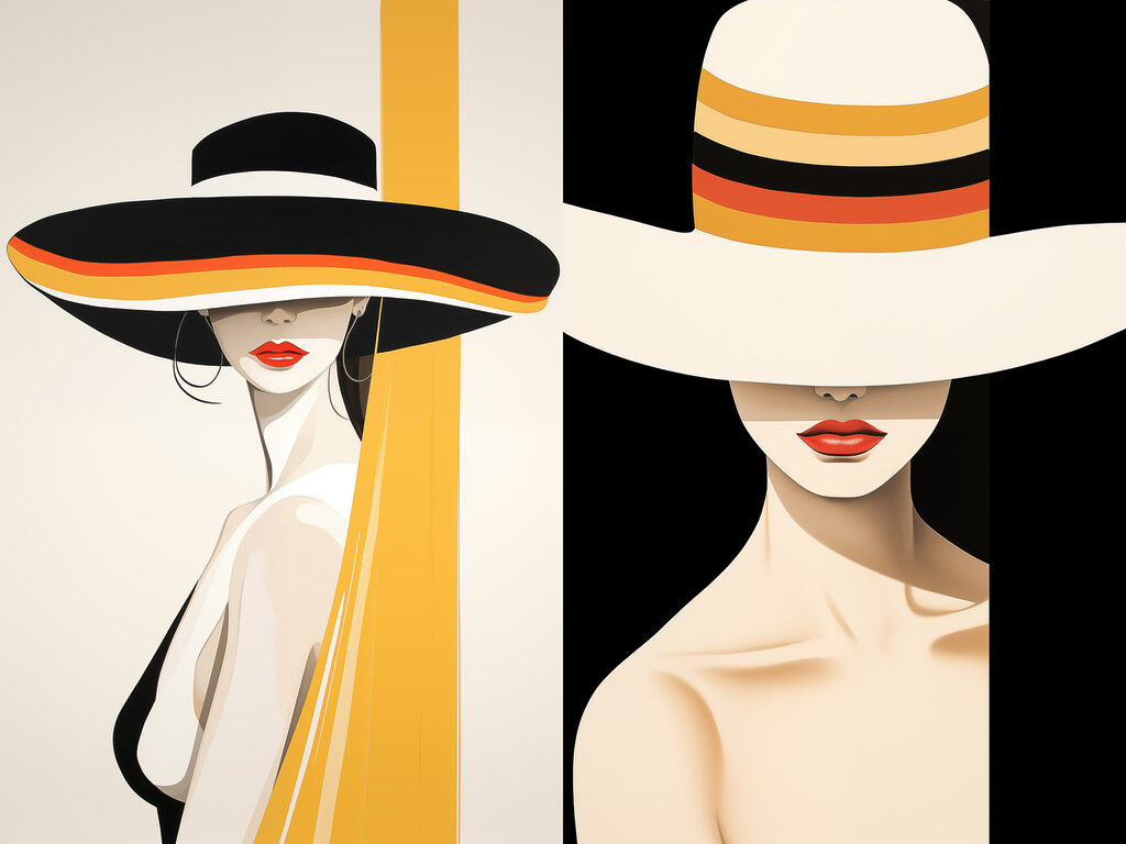 Chapeau et touche colorée — motif complet