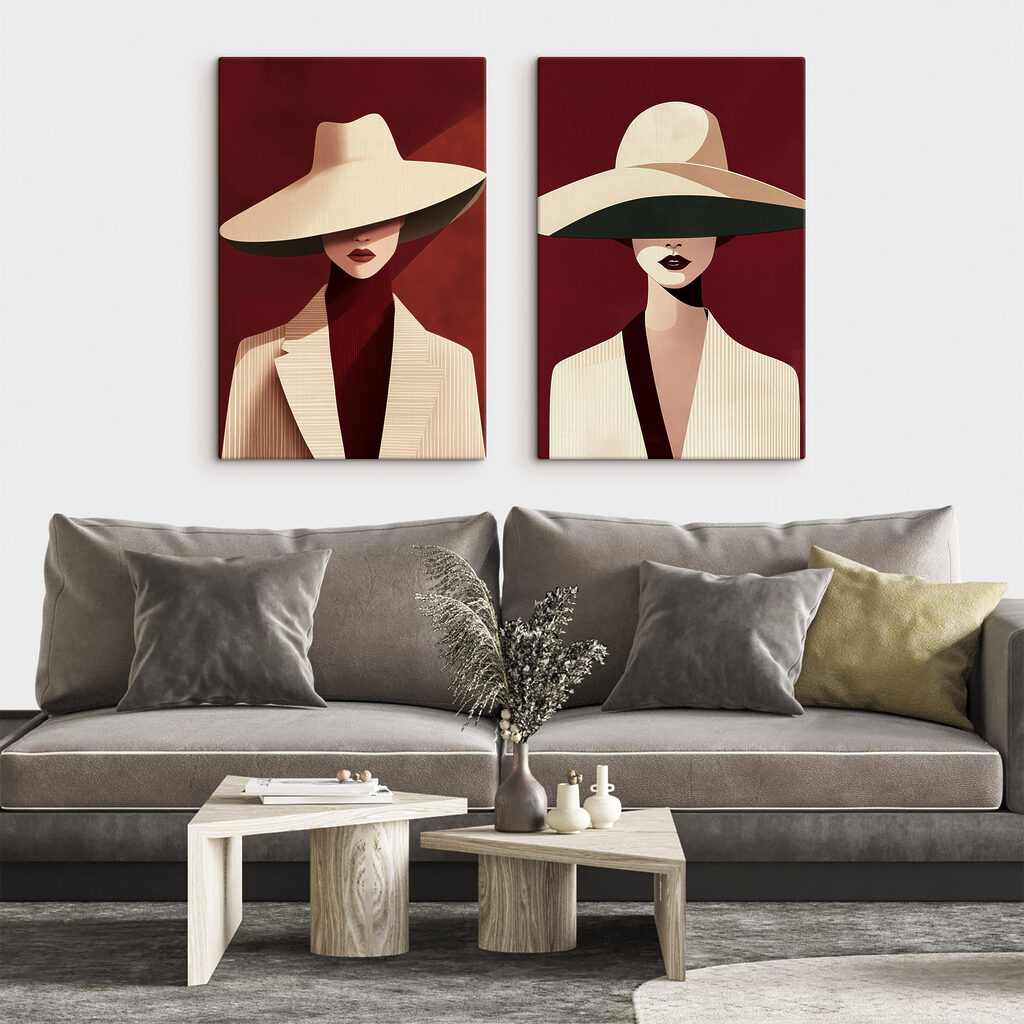 Sous les grands chapeaux dans un intérieur