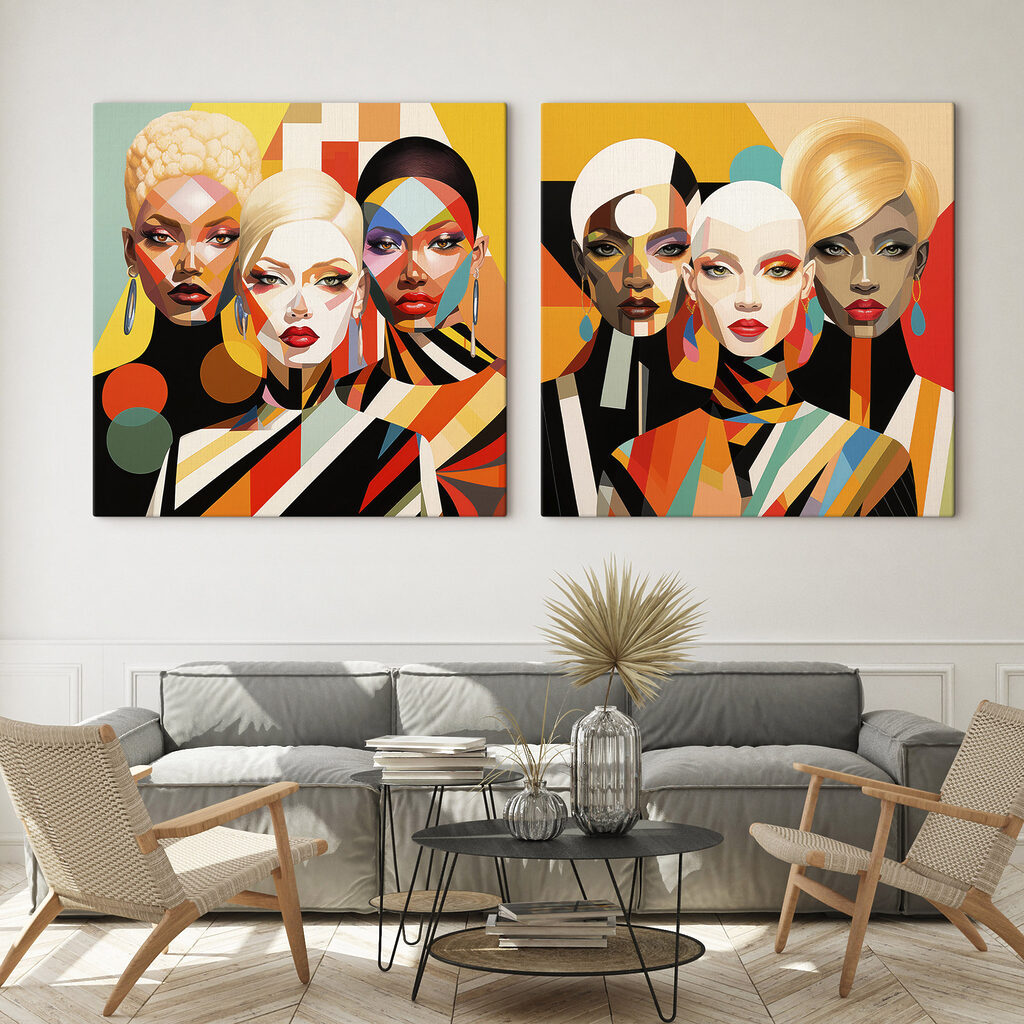 Compagnie haute en couleur dans un intérieur