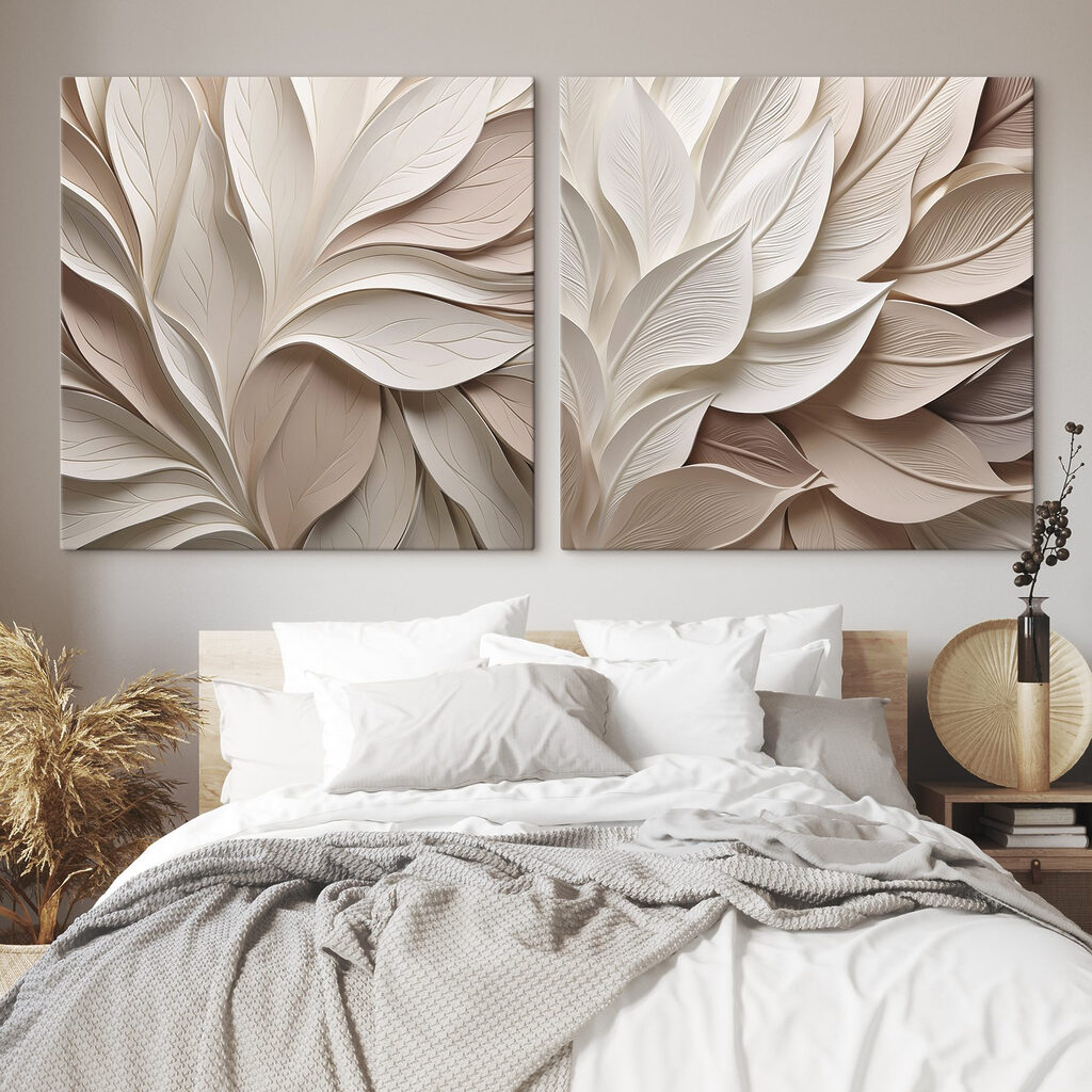 Feuillage tout en blanc dans un intérieur