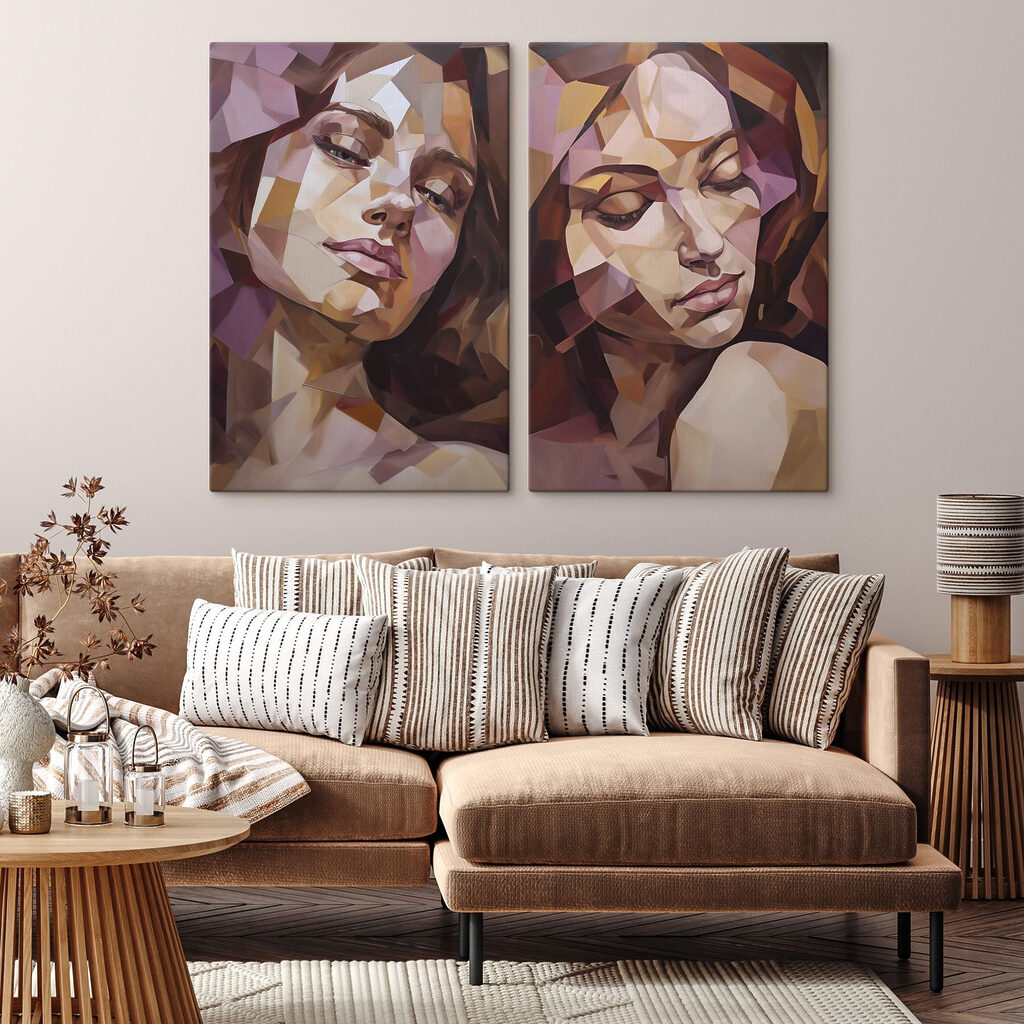 Visages en facettes dans un intérieur