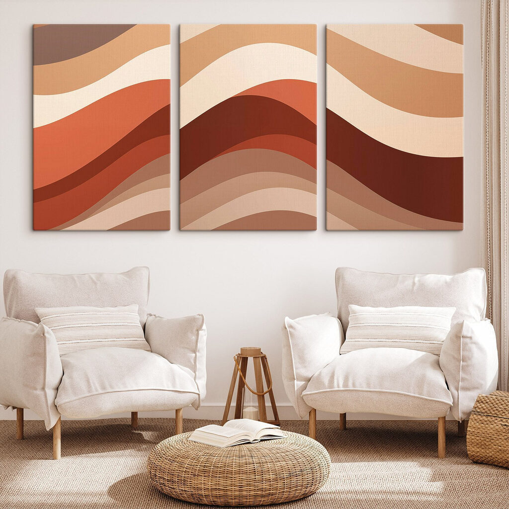 Collines en bandes chaudes dans un intérieur