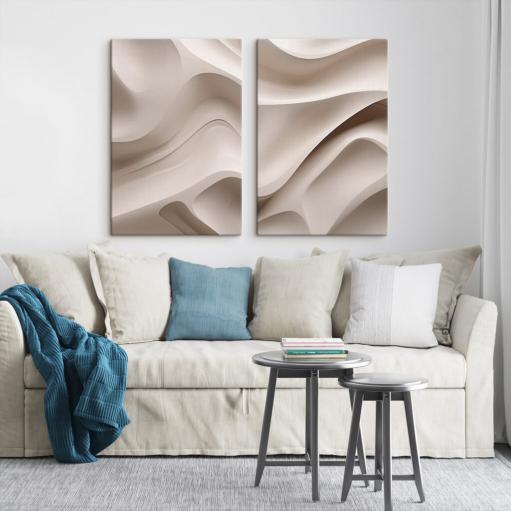 Vagues blanches ombrées dans un intérieur