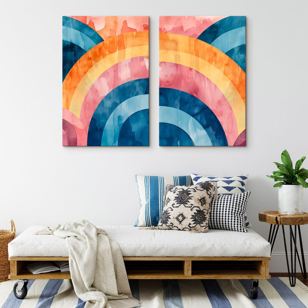 Arcs-en-ciel à l’aquarelle dans un intérieur