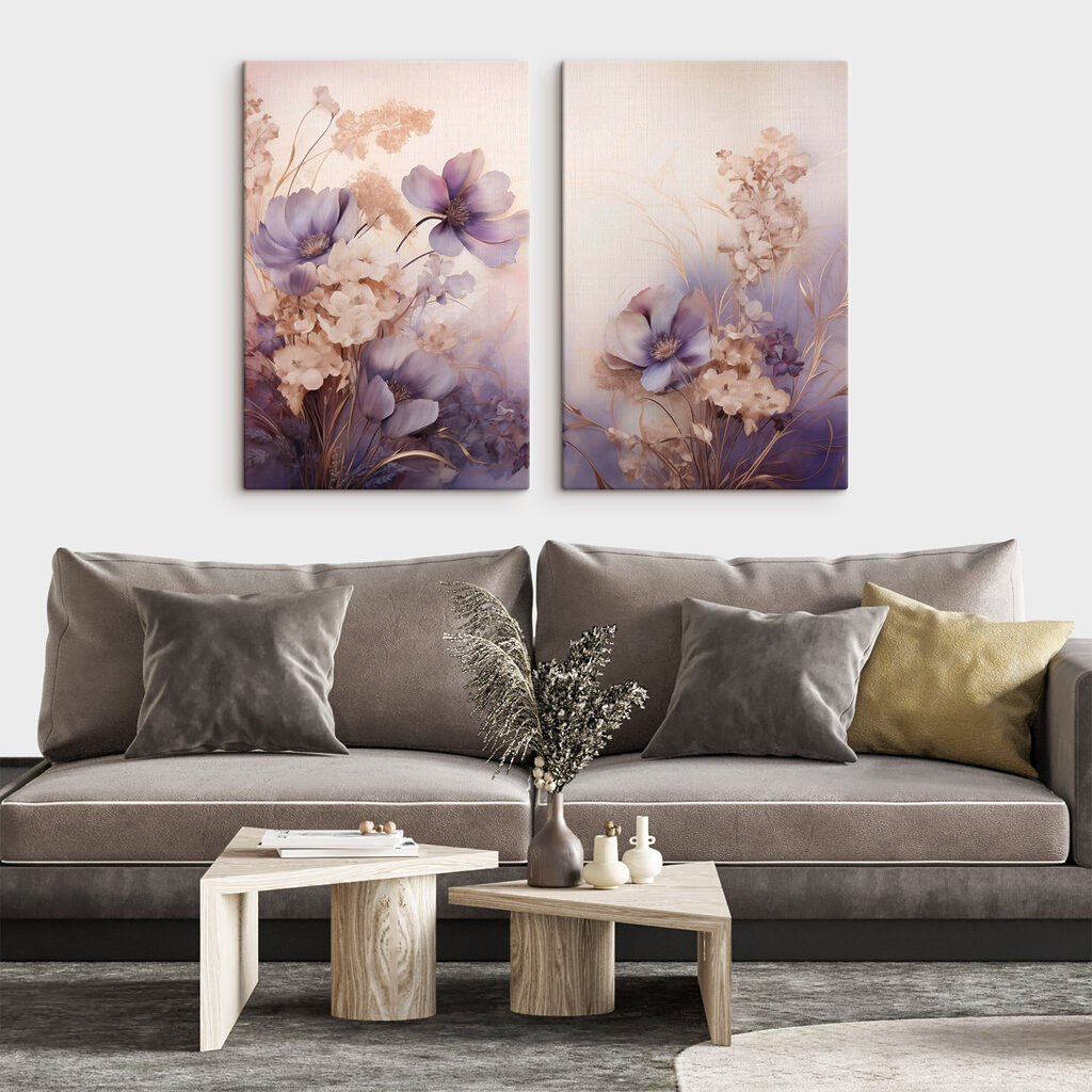 Fleurs lilas à l’aube dans un intérieur