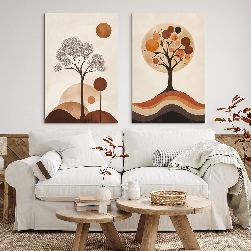 Arbres aux cimes rondes dans un intérieur