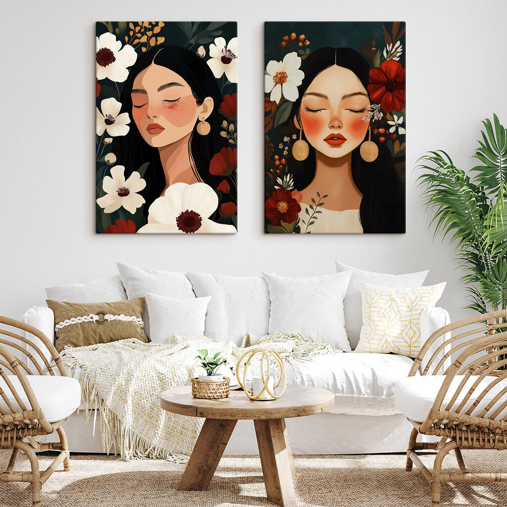 Duo de portraits sereins dans un intérieur