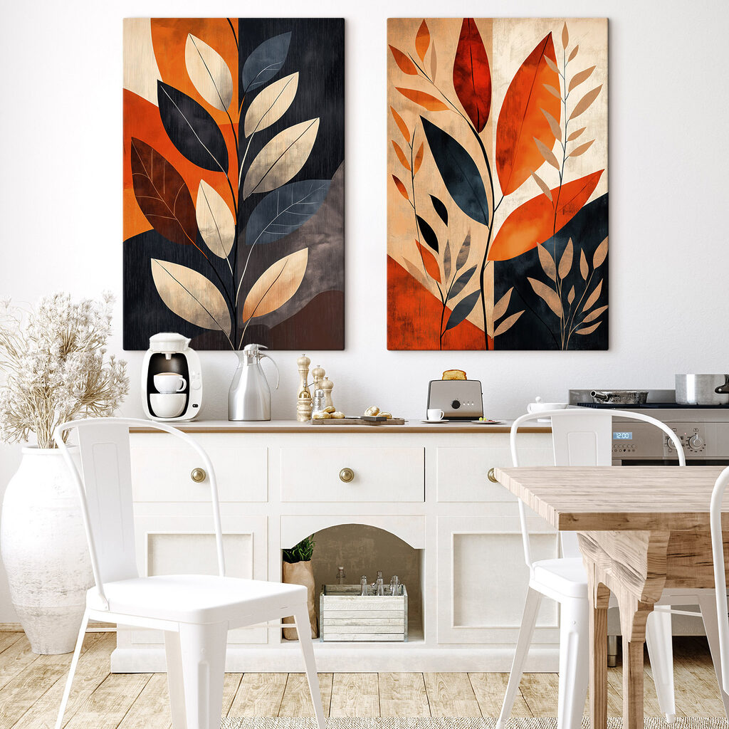 Feuillage couleur rouille dans un intérieur