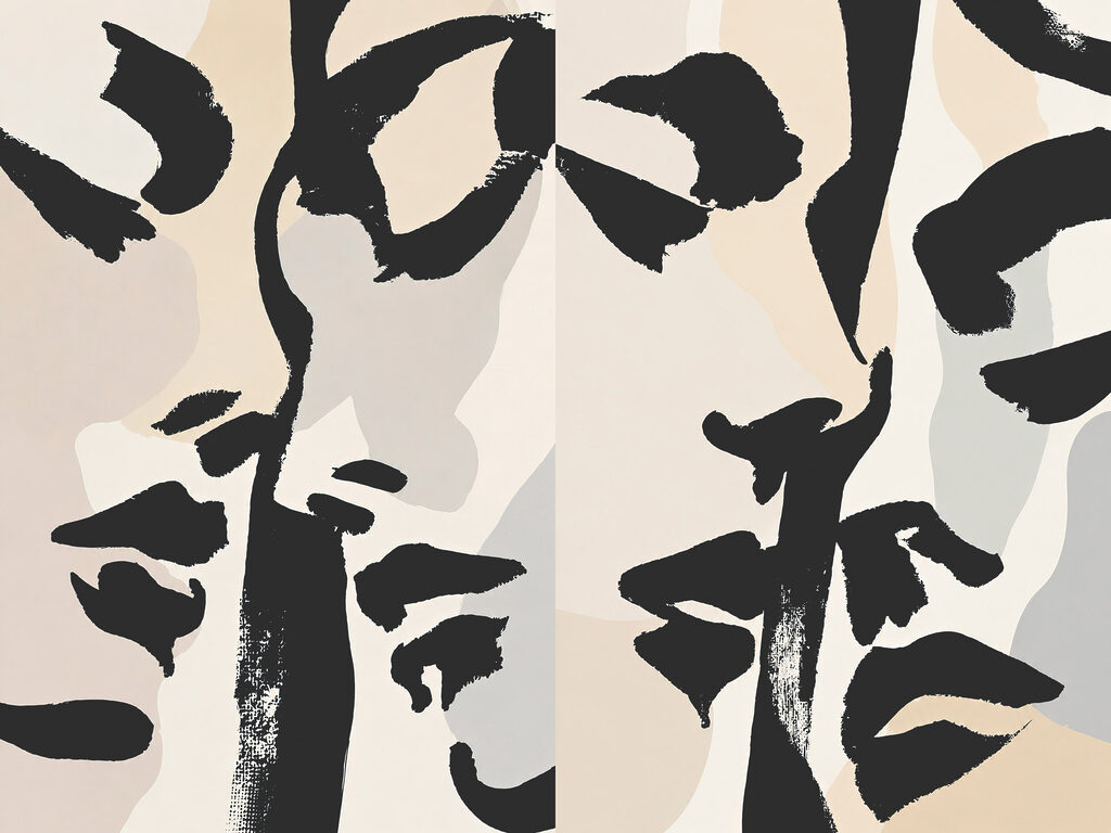 Visages calligraphiés — motif complet