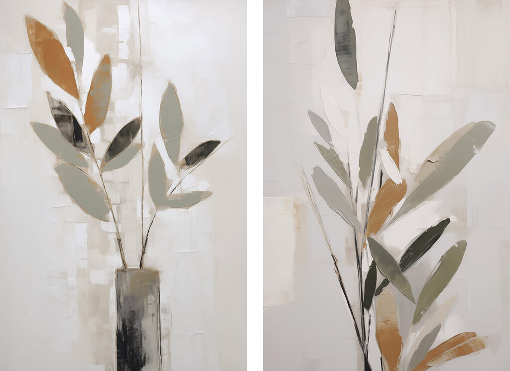 Rameaux et vases fins — motif complet