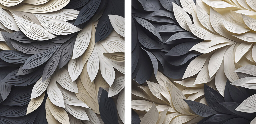 Feuillage noir et blanc — motif complet