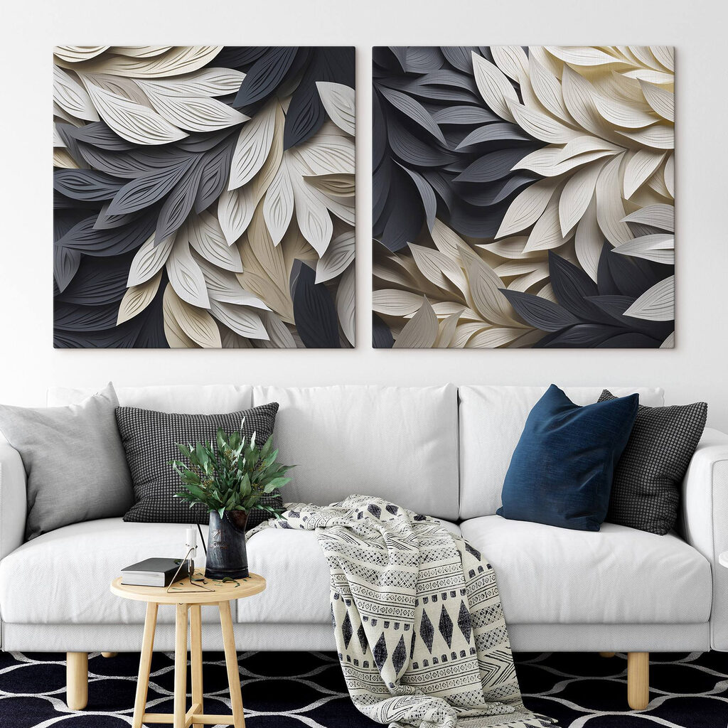 Feuillage noir et blanc — intérieur 1