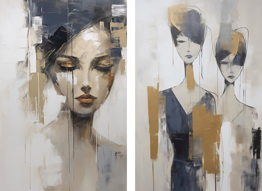 Portraits en bandes verticales — motif complet