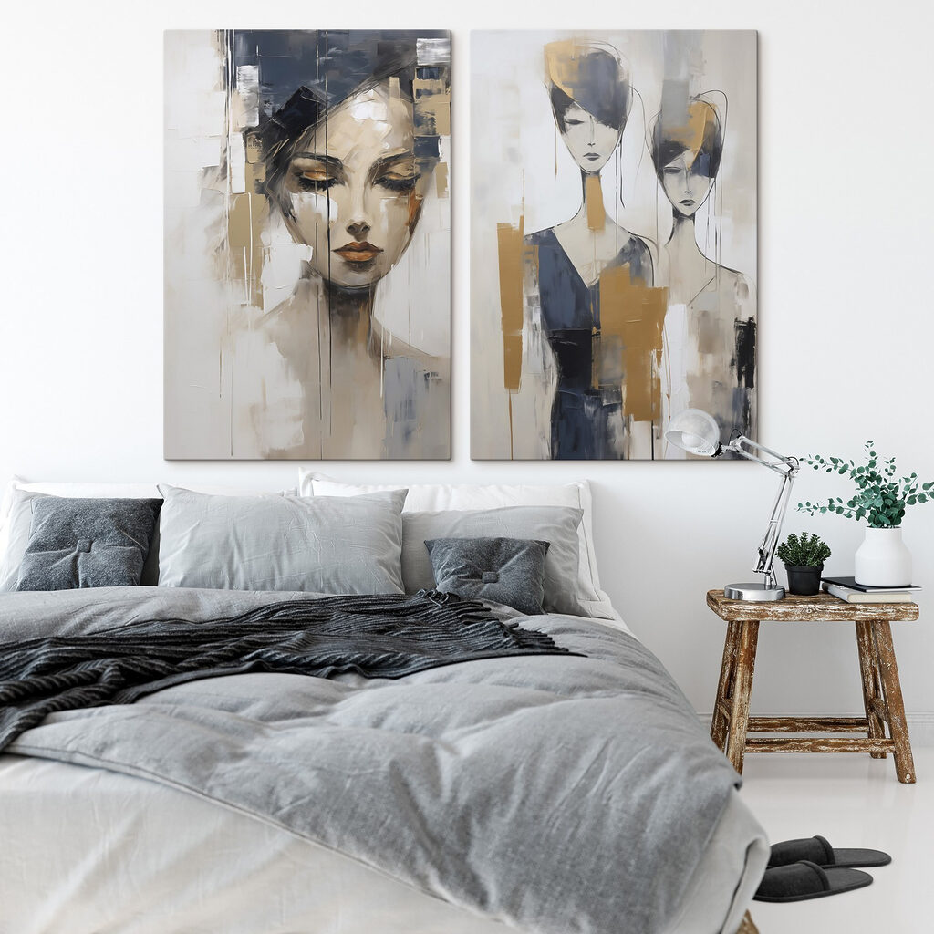 Portraits en bandes verticales — intérieur 1