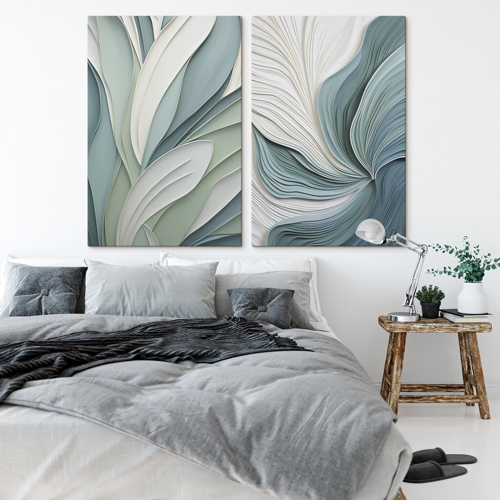Feuilles et vagues bleu-vert — intérieur 2