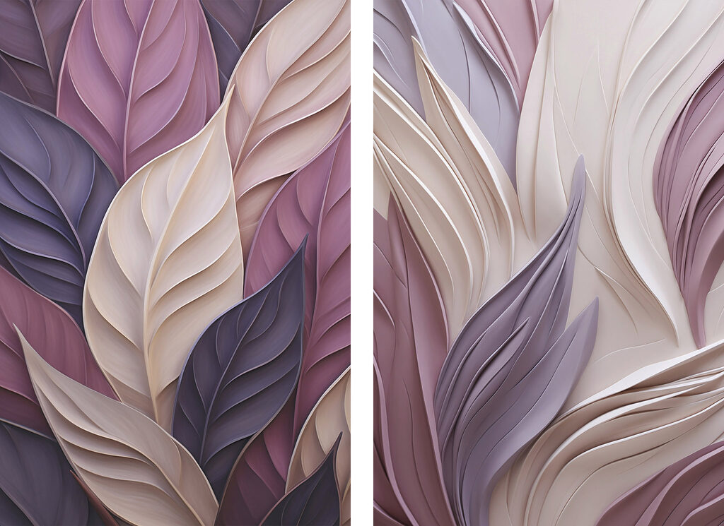 Feuilles aux plis lilas — motif complet
