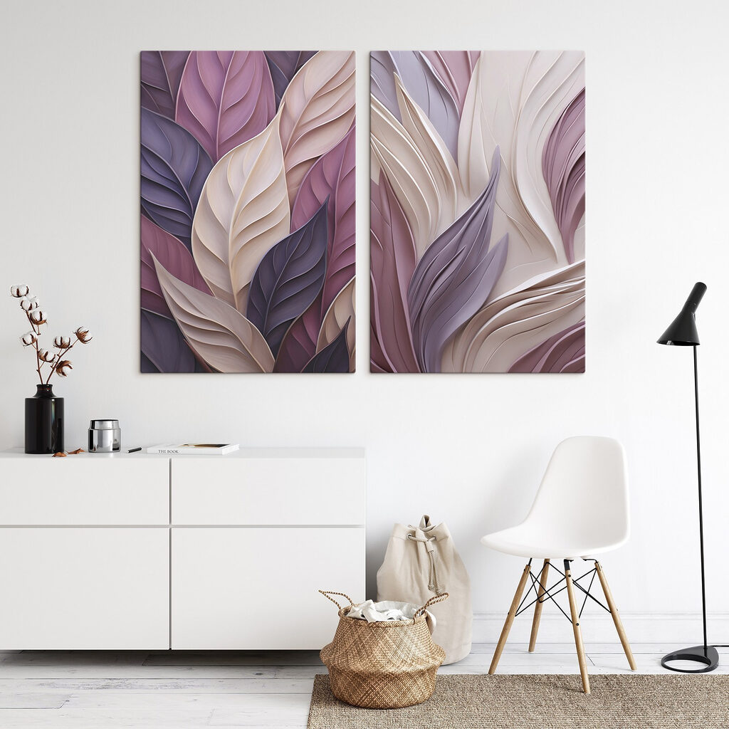 Feuilles aux plis lilas — intérieur 1