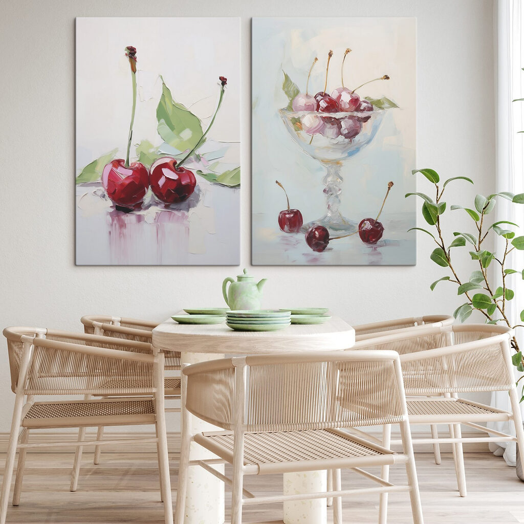 Nature morte aux cerises dans un intérieur