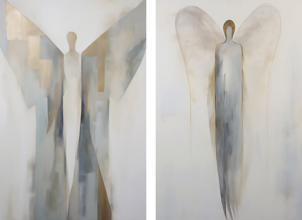 Anges en longs traits — motif complet