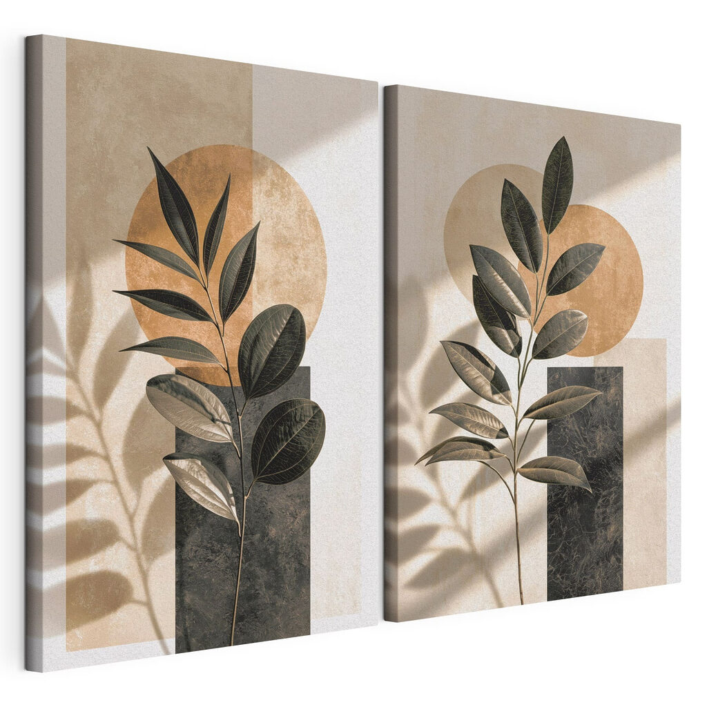 Feuillage et jeu d’ombres, toile tendue et bord enveloppé