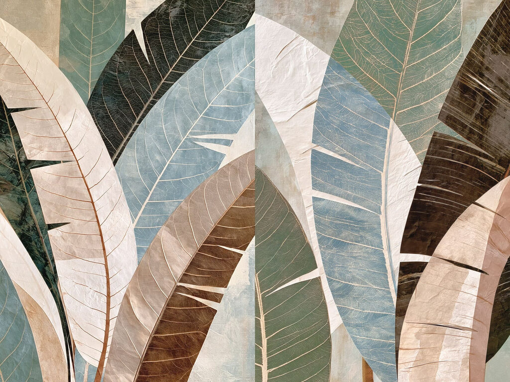 Feuilles aux tons sourds — motif complet