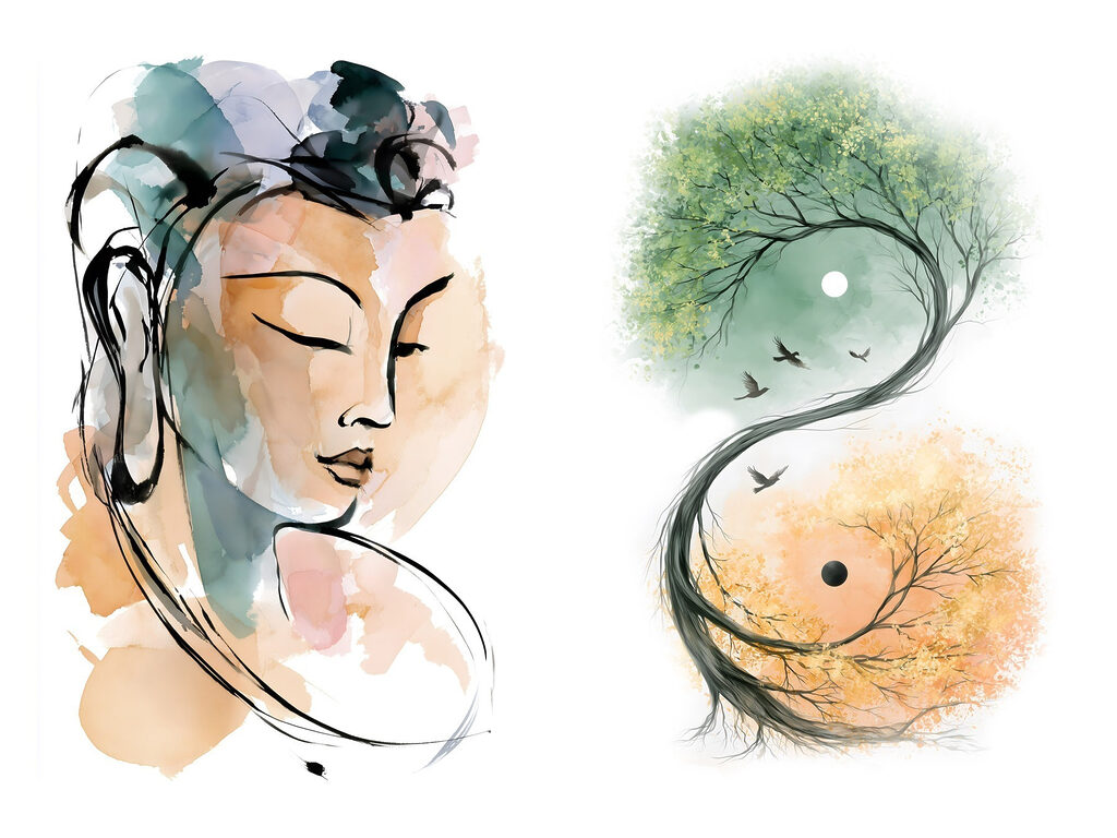 Sérénité à l’aquarelle — motif complet