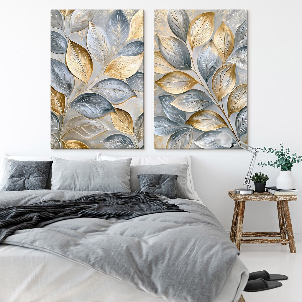 Feuilles argent et or — intérieur 1