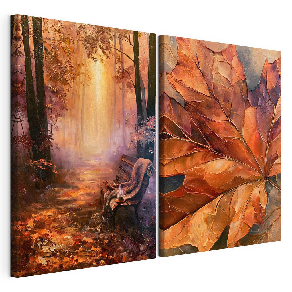 Banc et feuille d’automne — vue du produit