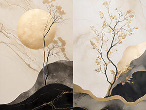 Lune au-dessus des branches — motif complet