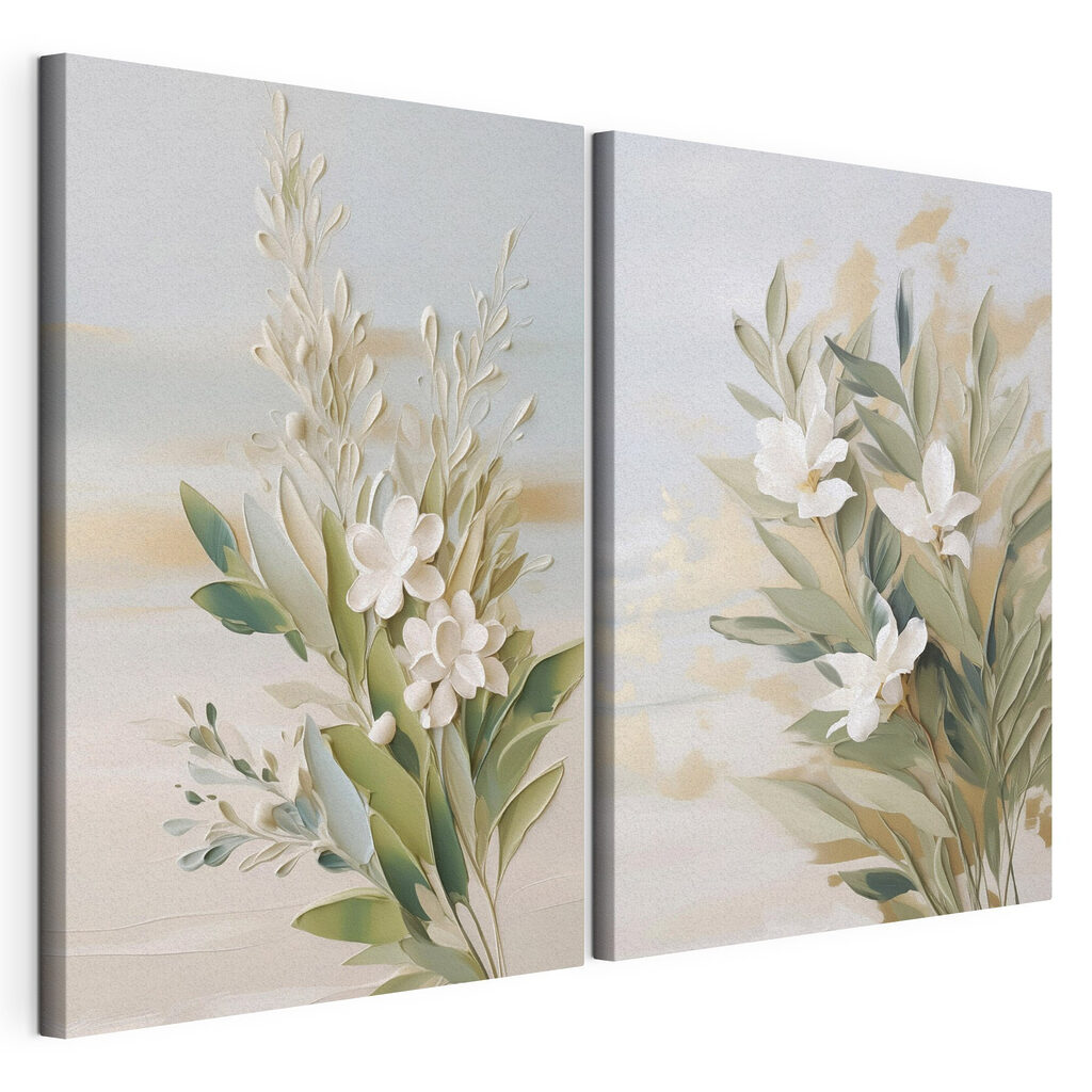 Fleurs blanches, vert sauge — vue du produit